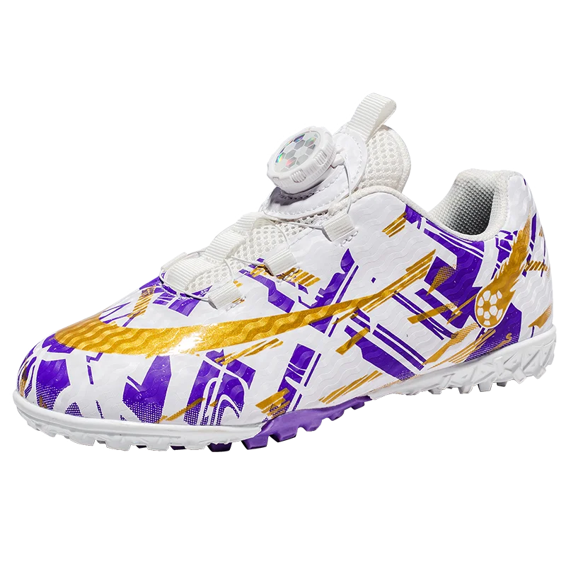 Rotating Buckle FG TF Football Boots Non Slip Dual Studs for Outdoor Grass Training and Competitive Matches