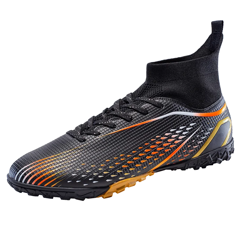 High Top Knit Soccer Cleats FG TF Non Slip Boots for All Weather Training Matches and Grass Sports