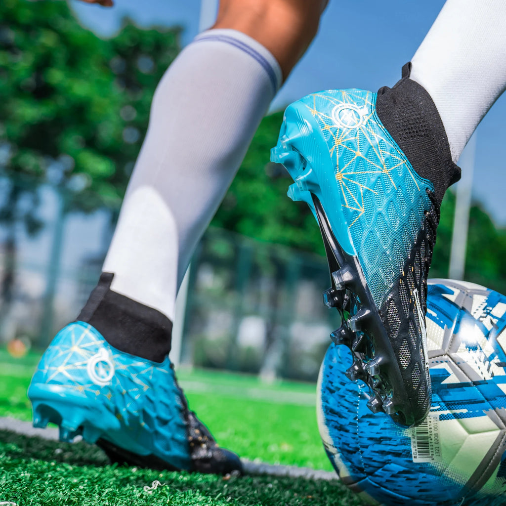 occer Cleats for Men Women High Top Football Boots Geometric Graphic Textured Upper Firm Ground Match Training Shoes 5 Colors