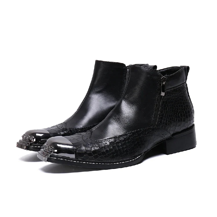 Spring and Autumn Men's High heel Leather boots British Style Men's marriage High top Pointed shoes Fashion brand  Boots