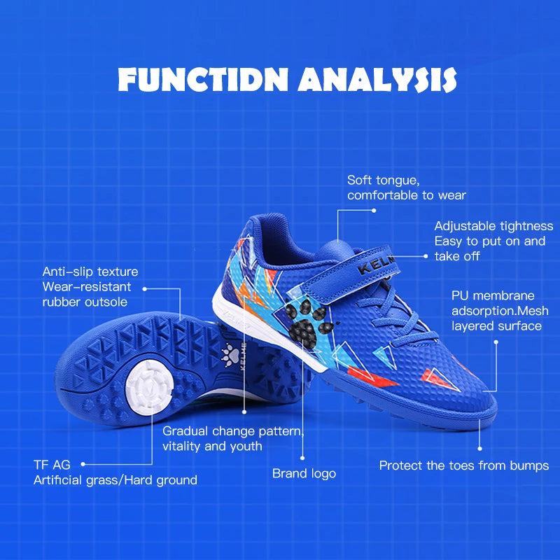 KELME Kids Soccer Shoes Authentic TF Soccer Cleats Boys Football Boots Match Training  Breathable Girls Outdoor Shoes ZX90113052