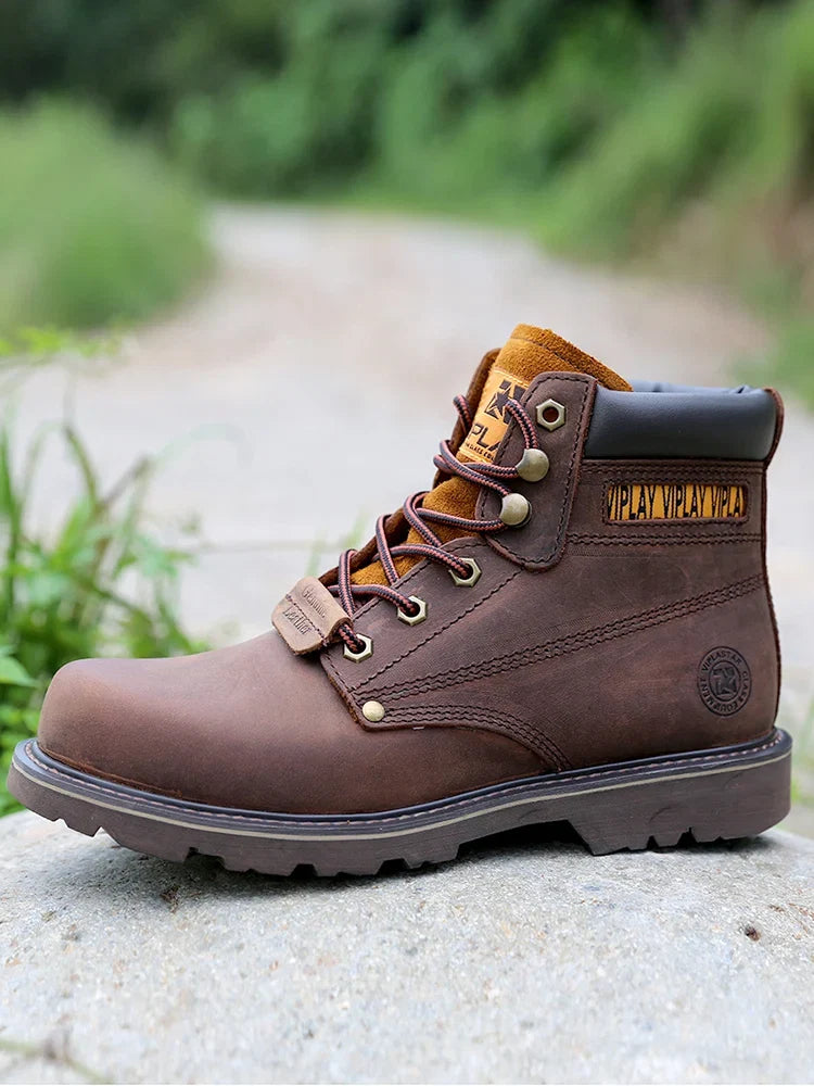 Men's Genuine Leather Boots  Classic Outdoor Boots  Casual Shoes Ankle Motorcycle Boots  Antislip Comfy Shoes Western Style