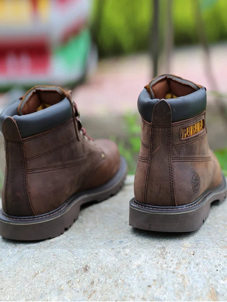 Men's Genuine Leather Boots  Classic Outdoor Boots  Casual Shoes Ankle Motorcycle Boots  Antislip Comfy Shoes Western Style