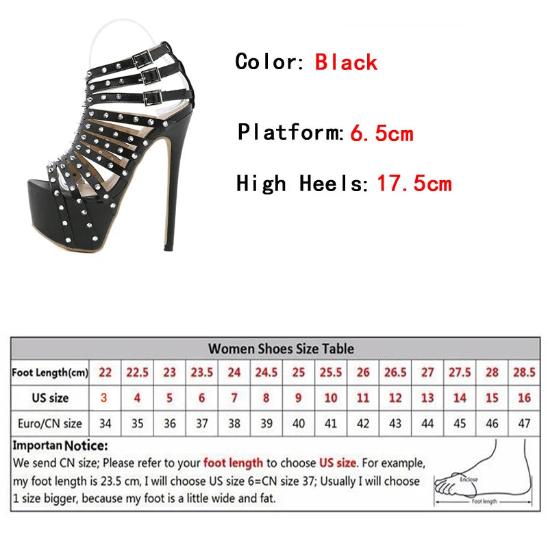 2026 New Summer Platform High Heels Sandals Women Sexy Peep Toe Pumps Fashion Rivet Decoration Ladies Party Pole Dance Shoes