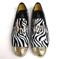 XQWFH 2021 Fashion Mens Loafers Bow Tie Black White Leather Slip On Moccasins Luxury Smoking Flats Men Wedding Dress Shoes