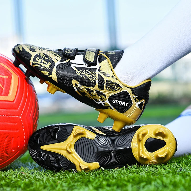 Hot Sale Cheap Kid's Soccer Shoes Trendy Printed Boys Football Cleats Sneakers Hook & Loop Children Training Futsal Shoe Outdoor