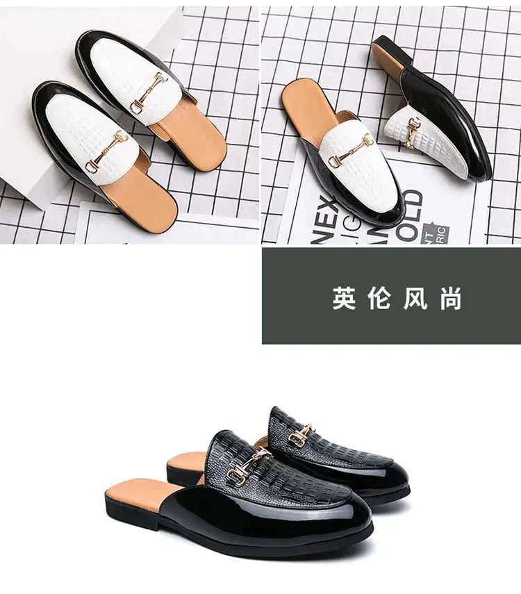 Italian Half Shoes For Men Leather Mens Casual Shoes Loafers Slippers Coiffeur Luxury Designer Man Slide Slipper Buty Meskie