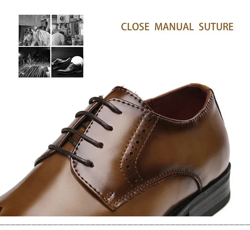 Men's Leather Shoes Carved Business Dress Shoes Shoes For Men Pointed British Brock Shoe EU Large Size 39-47 New