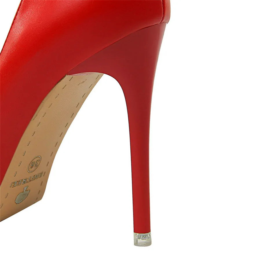Soft Leather Concise High Heels 7.5/10.5cm Shoes Fashion Women Pumps Pointed Toe Slip On Candy Colors Office Woman Wedding Shoes