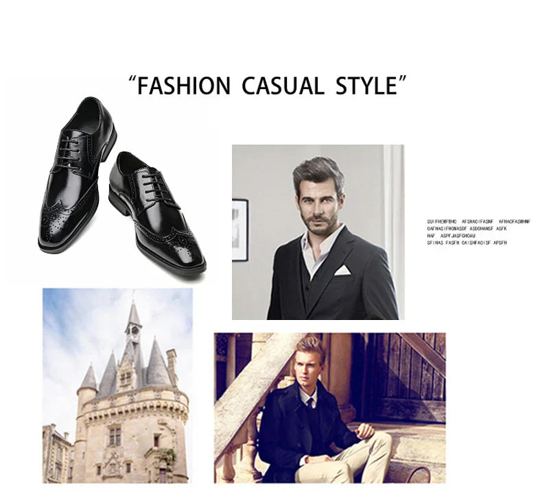 Men's Leather Shoes Carved Business Dress Shoes Shoes For Men Pointed British Brock Shoe EU Large Size 39-47 New
