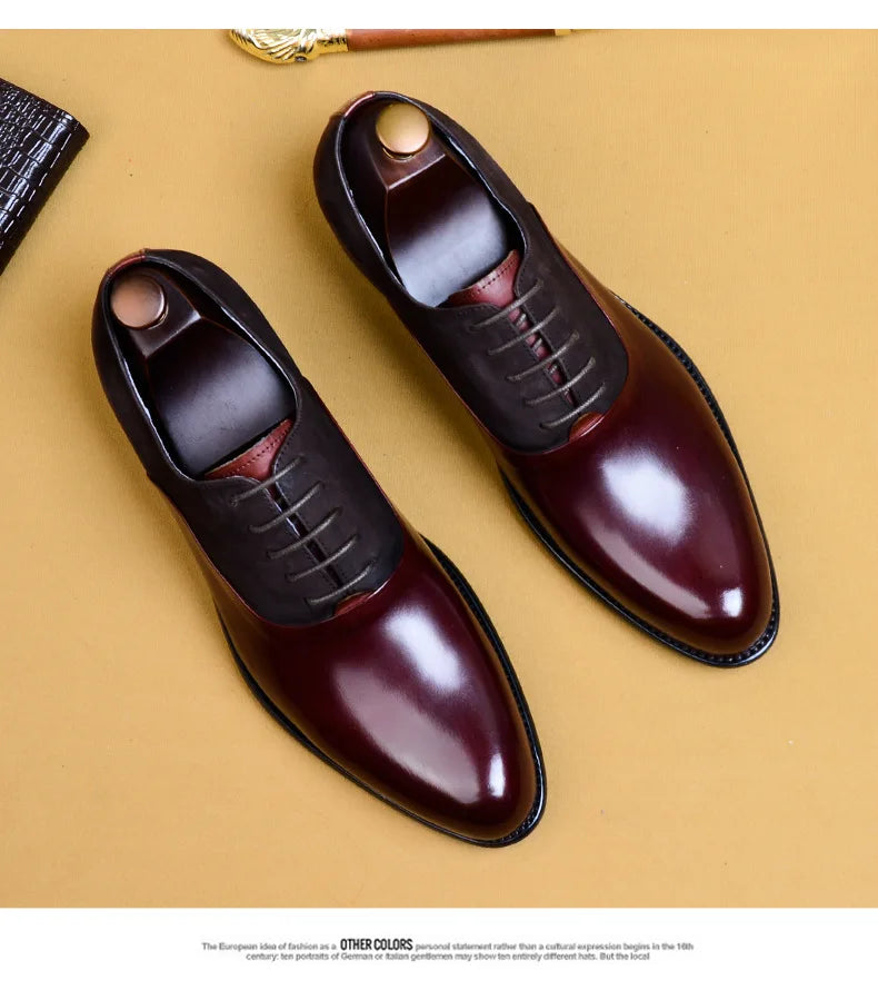 Genuine Cow Leather Brogue Wedding Business Men Casual Flats Vintage Handmade Oxford Shoes For Men Black Burgundy 2024