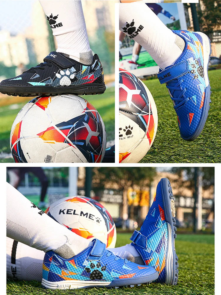 KELME Kids Soccer Shoes Authentic TF Soccer Cleats Boys Football Boots Match Training  Breathable Girls Outdoor Shoes ZX90113052
