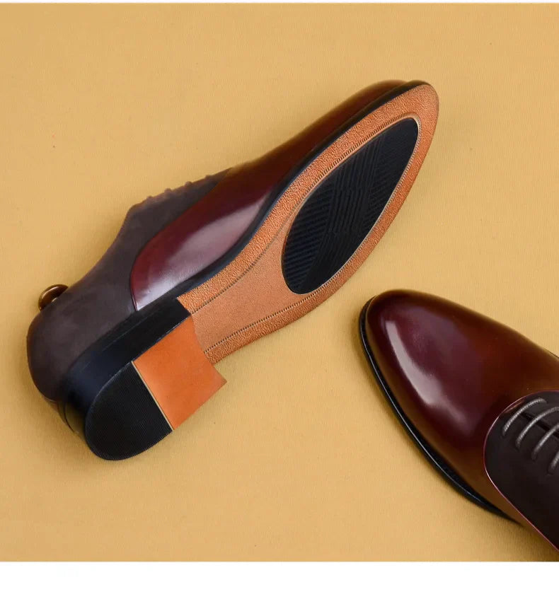 Genuine Cow Leather Brogue Wedding Business Men Casual Flats Vintage Handmade Oxford Shoes For Men Black Burgundy 2024