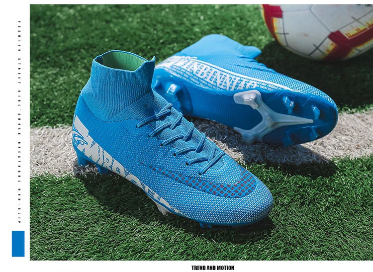New Futstal FG/TF Orange Soccer Boots For Men High Top Men Soccer Cleats Football Trainers Men Sport Shoes zapatillas de futbol