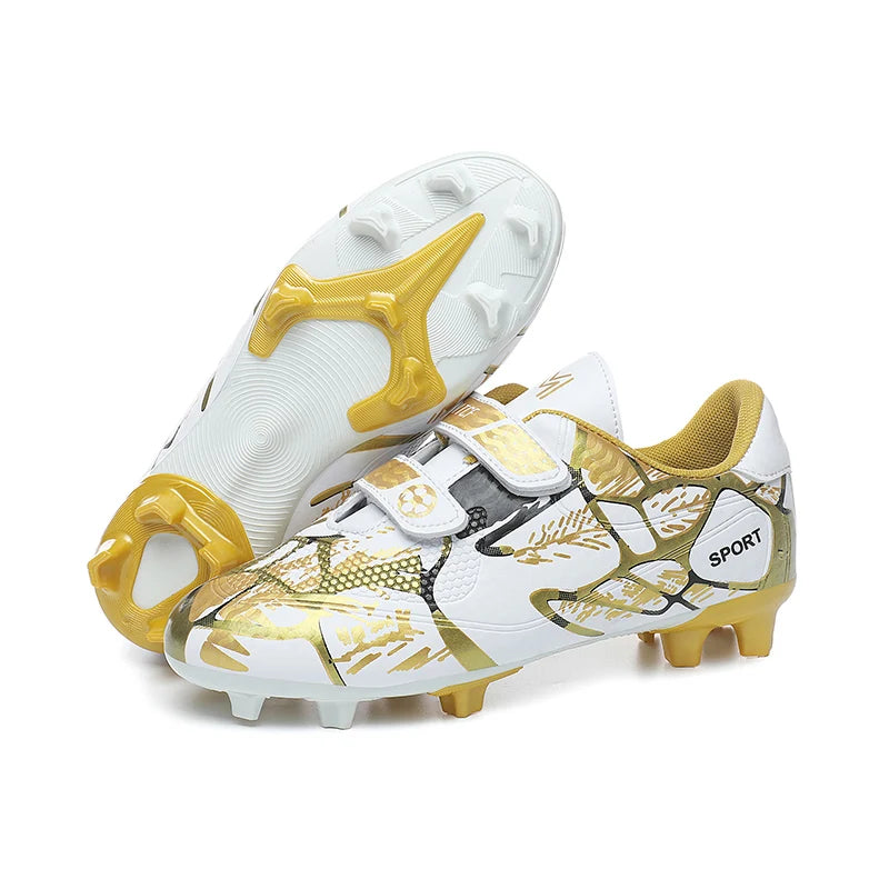 Hot Sale Cheap Kid's Soccer Shoes Trendy Printed Boys Football Cleats Sneakers Hook & Loop Children Training Futsal Shoe Outdoor