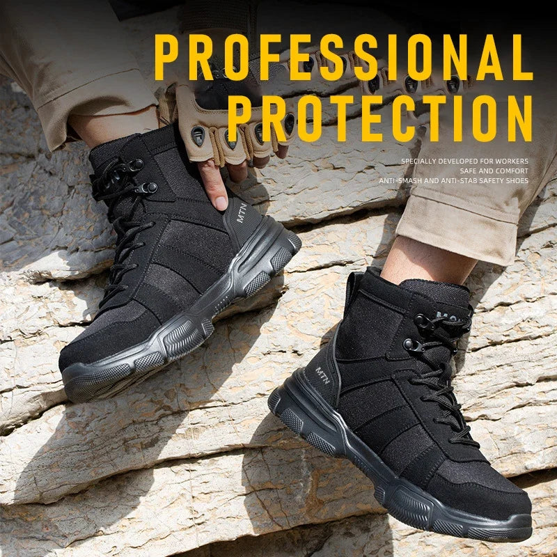 Steel Toe Work Boots Indestructible Safety Shoes Men Women Non Slip Work Shoes Male Tactical Boots Lightweight Protective Shoes