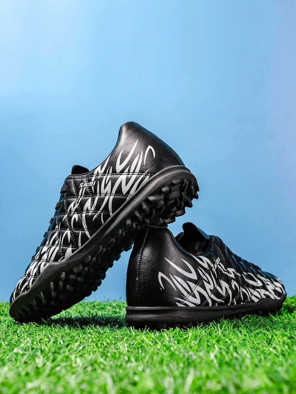 Men Women Kids Youth TF Turf Soccer Cleats PU+Fabric Upper Rubber Sole Non-Slip Wear-Resistant Training Shoes