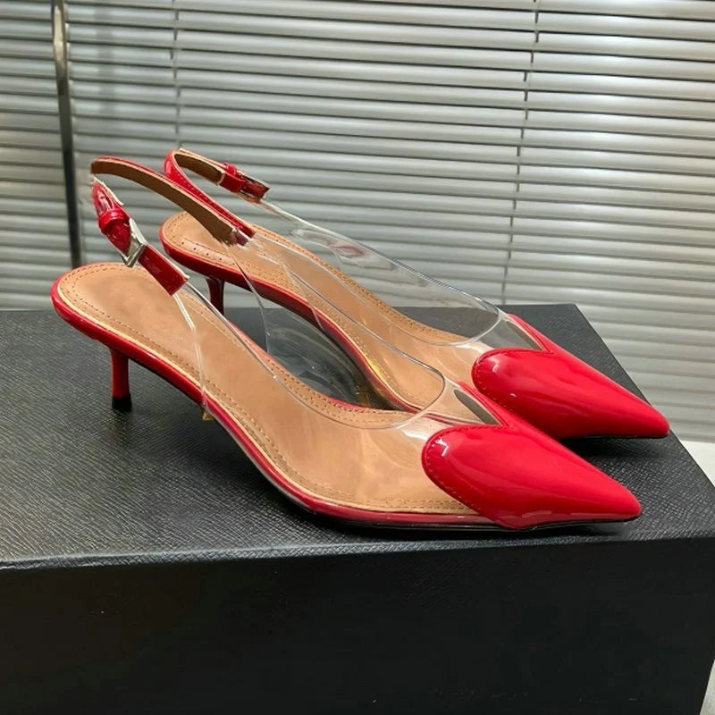 2026 Spring And Summer Pointy Stiletto Heels Wearing Slippers Transparent Female Sandals