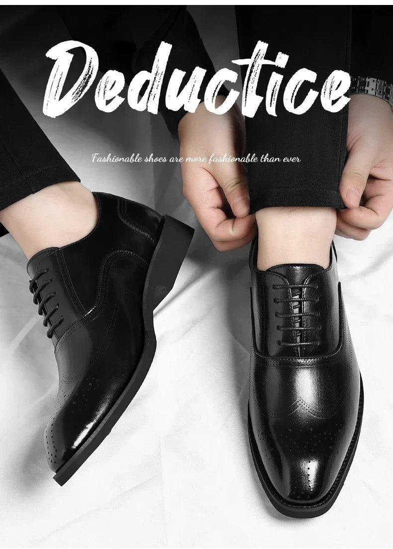 Solid Color New Dress Shoes for Men Lace Designer Fashion Wedding Derby Shoes Male Spring Autumn Business Casual Shoe Man