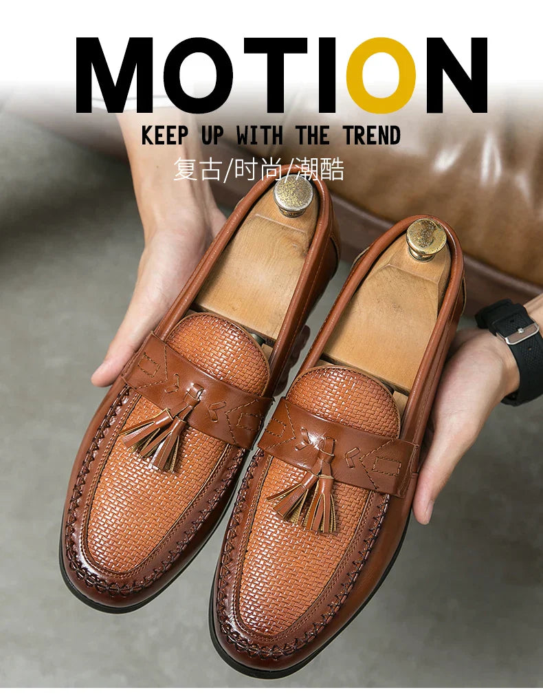 Men's Dress Shoes High Quality Brogues Casual Business Leather Shoes Social Party Leather Loafers Male Tassel Wedding Shoes