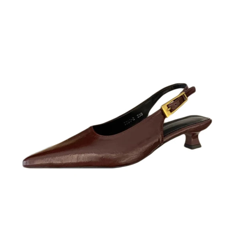 Summer Pointed Toe Women Sandals Fashion Singbacks Mules Shoes Ladies Elegant Low Heel Stripper Party Sandalias
