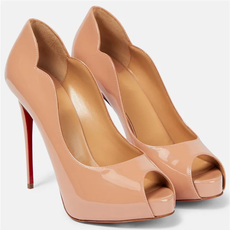 Women Spring Peep Toe High Heels Shoes for Woman's Shallow Pointed Toe Solid Color Platform Pumps Sexy Ladies Party Wedding Shoe