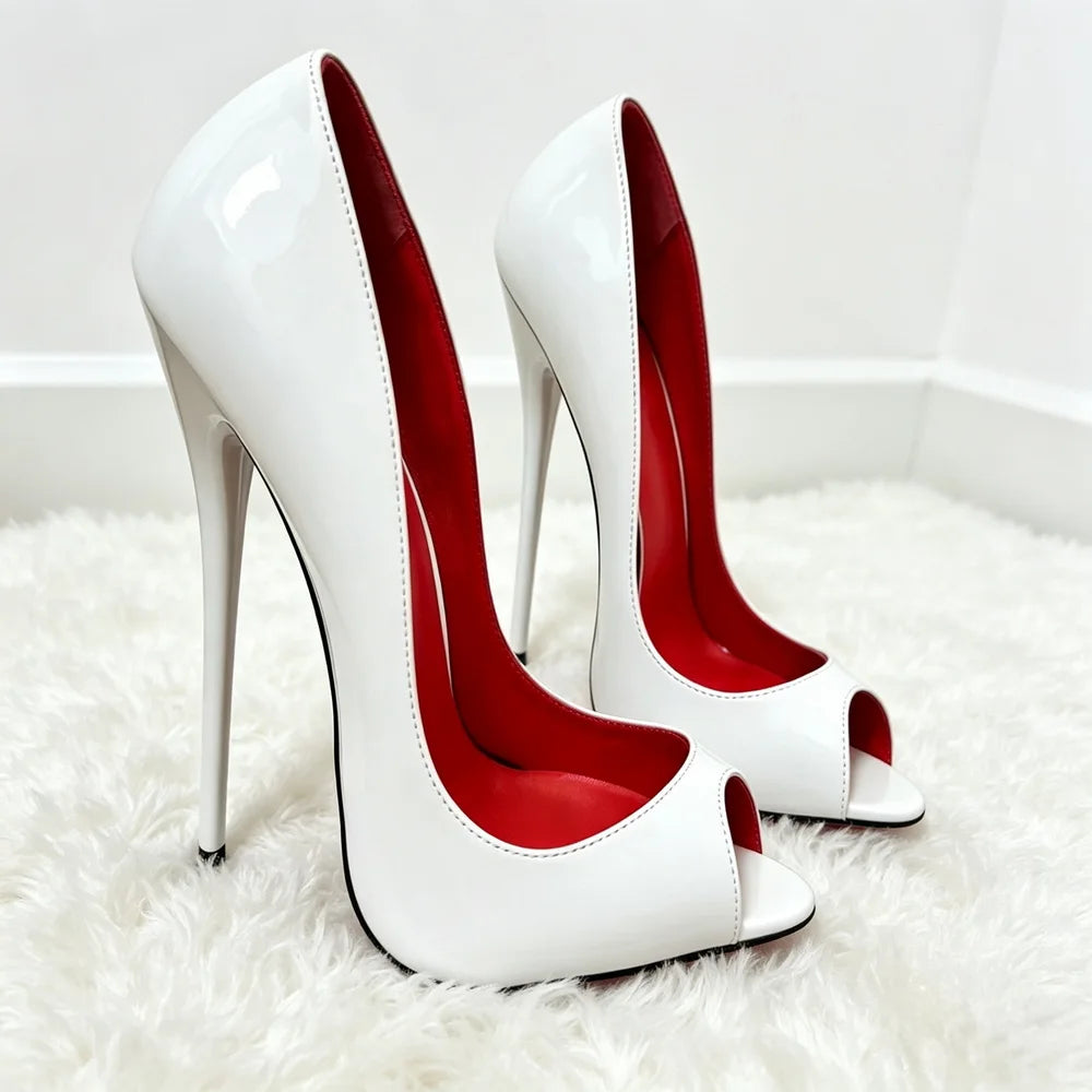 16/14cm Painting High Heels Women Pumps,Sexy Peep Toe Summer Club Party Shoes,Shallow Slip On,Leopard,Black,White,Nude,Dropship
