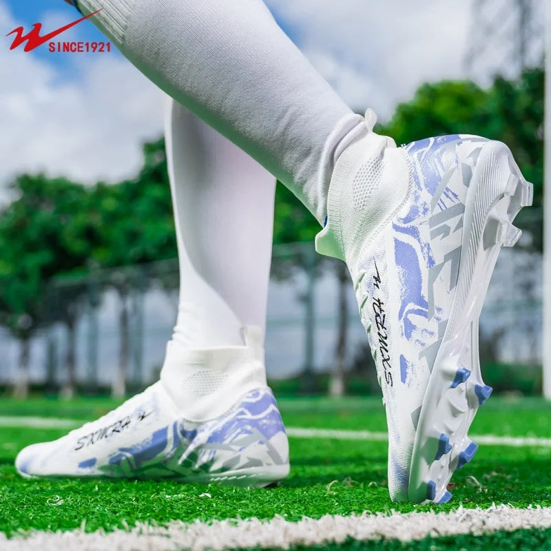 Double Star Football Shoes, FG Long Nails Anti Slip Grip for Training Competitions, Youth Adult Football Shoes