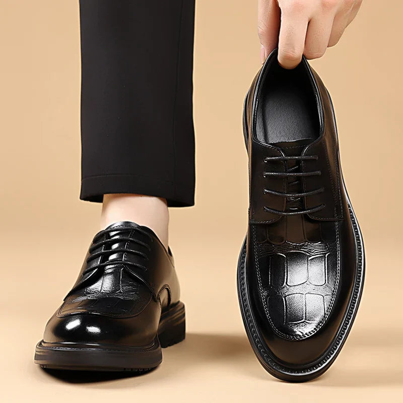 Fashion Men's Oxford Office Shoes High Quality Casual Leather Round ToeFlat Designer Business Dress Shoes Outdoor Walking Shoes