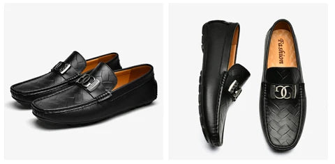 Top-grain Cowhide Men's Shoes, Bean Shoes, Summer Breathable, High-end and Sophisticated Business Casual Leather Shoes