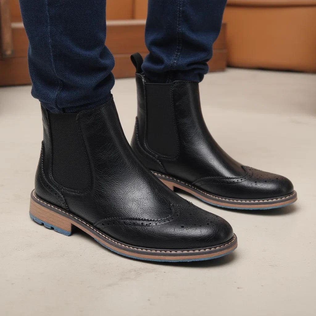 Size 7-13 Brogue Chelsea Men Boots Classical American Style Leather Boots