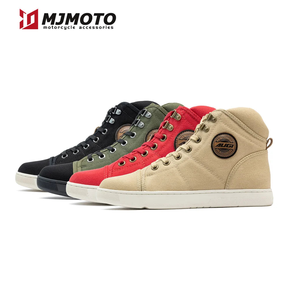 Men Women Motorcycle Boots Microfiber Motorbike Casual Racing Shoes Four Season Anti-slip Breathable Motocross Moto Biker Boots