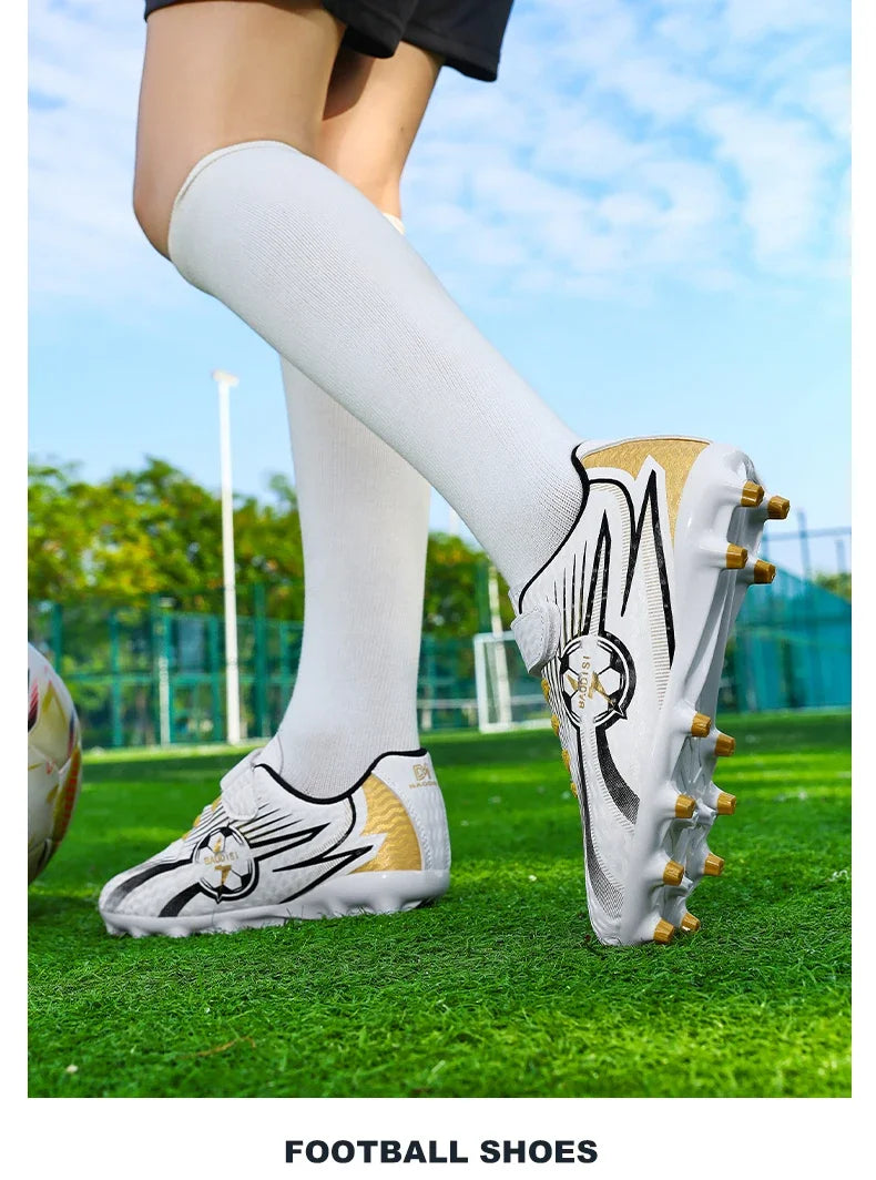 Kids Soccer Cleats Football Shoes AG/TF Studs Non Slip Wear Resistant Breathable Training Sneakers Children Boy Girl Match Boots