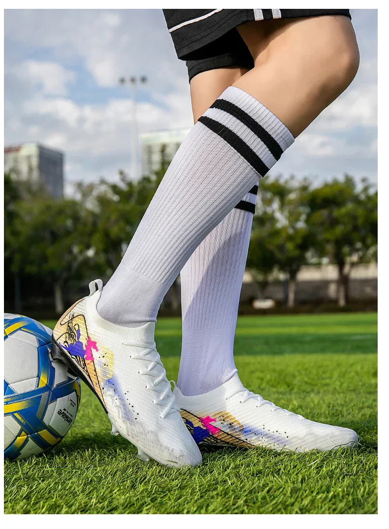 New Men Football Boots Cleats Training Shoes Soccer Shoes Non-Slip Match Ultralight Soccer FG Long Spikes Outdoor Drop Shipping