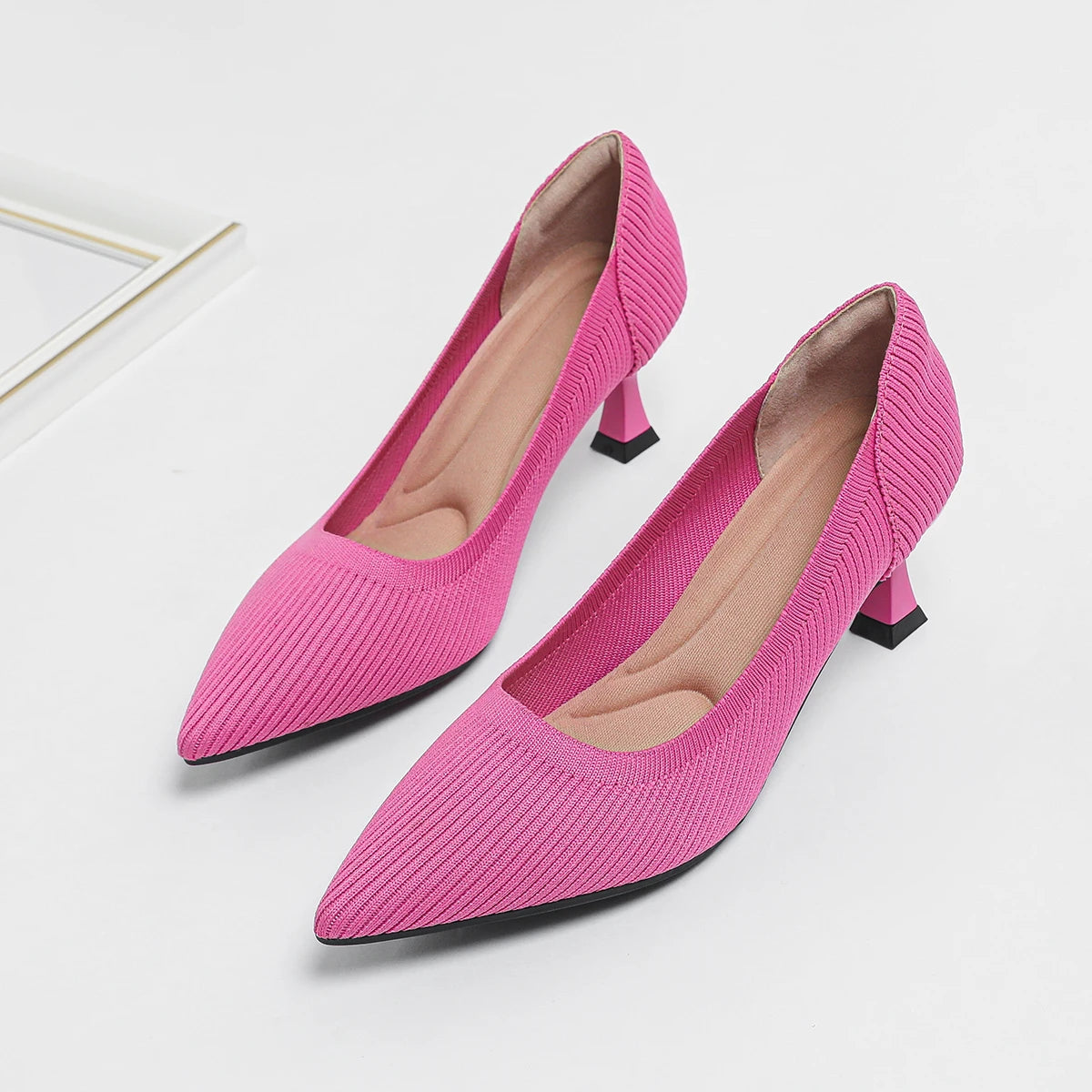 Women's High Heels Fashion Pattern Soft Knitted Comfortable Breathable Shoes 2026 New (6cm High)