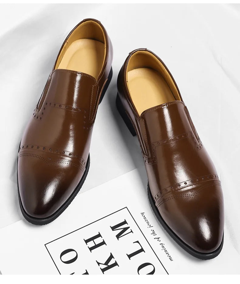 Big Size Dress Shoes for Men Solid Color Summer Autumn Fashion Business Casual Shoes Male British Style Cow Leather Shoe Man