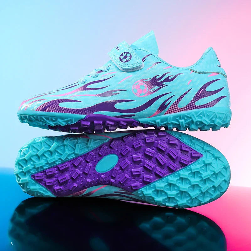 Kids Youth Soccer Shoes Boys Girls Football Cleats Velcro TF FG Training Sneakers Non-Slip Grass Artificial Grass Sport Boots