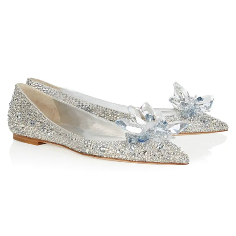2026 Cinderella Crystal Wedding Shoes High Heels Autumn New Silver Full Diamond Bridal Shoes Rhinestone French Single Shoes