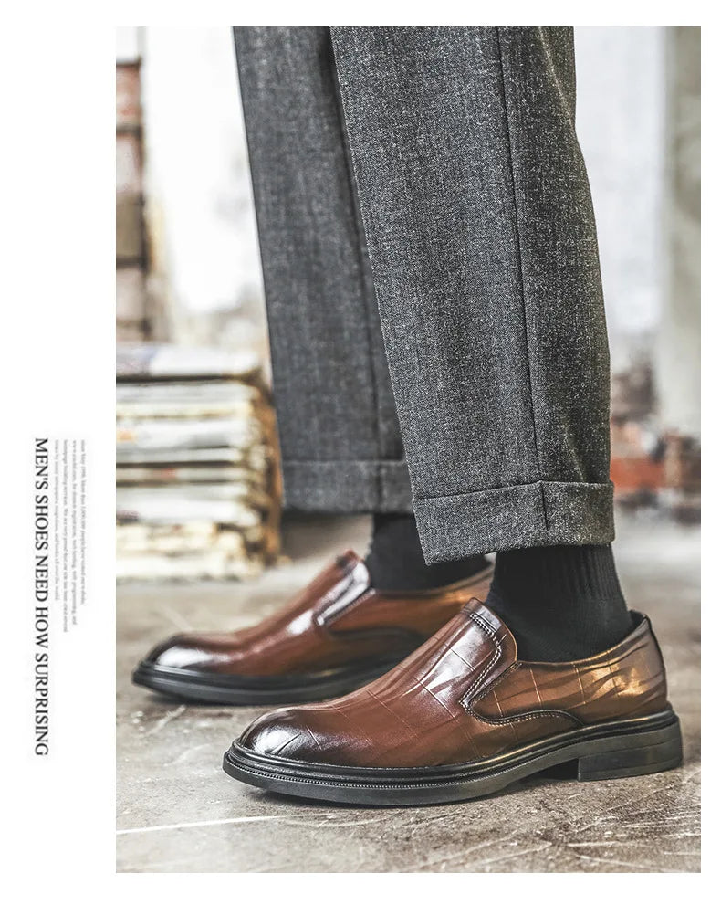 Retro Business Dress Derby Shoes for Men Spring Autumn New Designer Wedding Shoes Male Solid Color Cow Leather Shoes Man