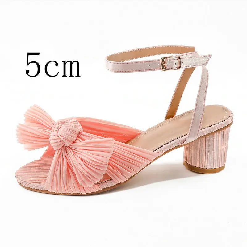 2026 Fashion Women Sandals with Thick Bow Fairy Silk Sandals Retro Fairy Shoes Lady Zapatos Super-high Heel