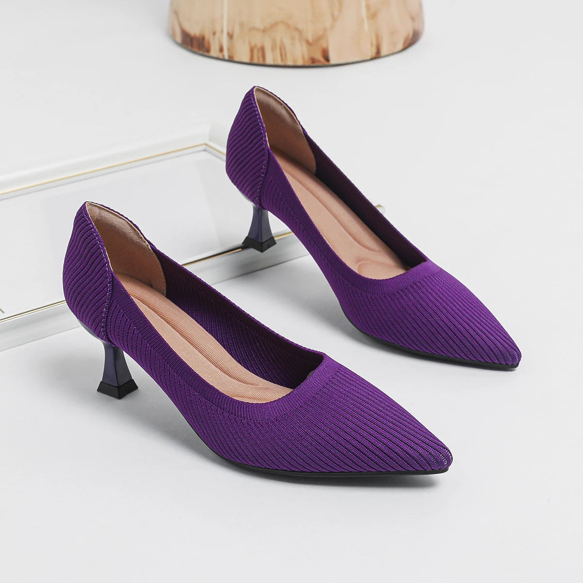 Women's High Heels Fashion Pattern Soft Knitted Comfortable Breathable Shoes 2026 New (6cm High)
