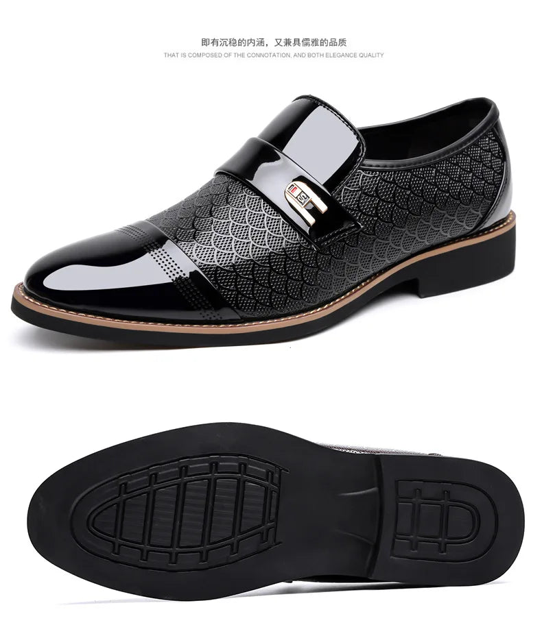 New Designer Patent Leather Wedding Shoes for Men Solid Color Business Casual Shoes Male Spring Autumn Fashion Dress Shoes Man