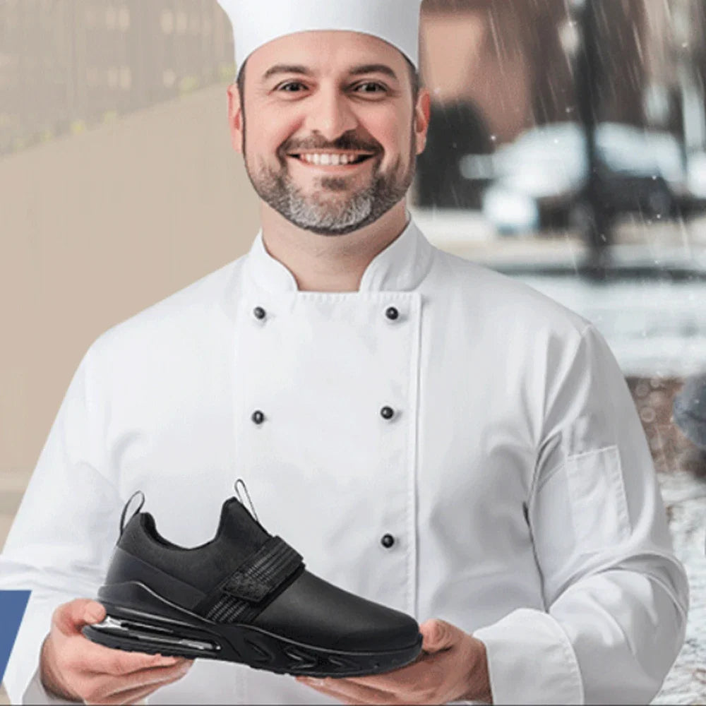 LARNMERN Chef Shoes for Men Kitchen Work SRC Slip Resistant Restaurant Shoe Food Service Waterproof Slip On Sneakers Shoes