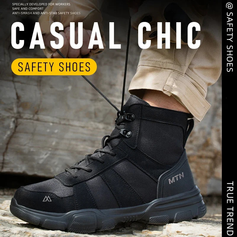 Steel Toe Work Boots Indestructible Safety Shoes Men Women Non Slip Work Shoes Male Tactical Boots Lightweight Protective Shoes