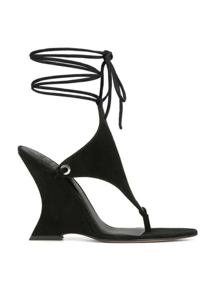 2026 Women's Summer New Coarse High Heels Pinch Toe Fashion Sandals Ankle Strap Sexy Fashion Party Thick Bottom Sandals