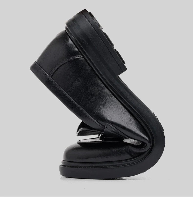 Spring Autumn New Black Dress Shoes for Men Business Designer Cow Leather Shoes Male Fashion British Style Casual Shoe Man