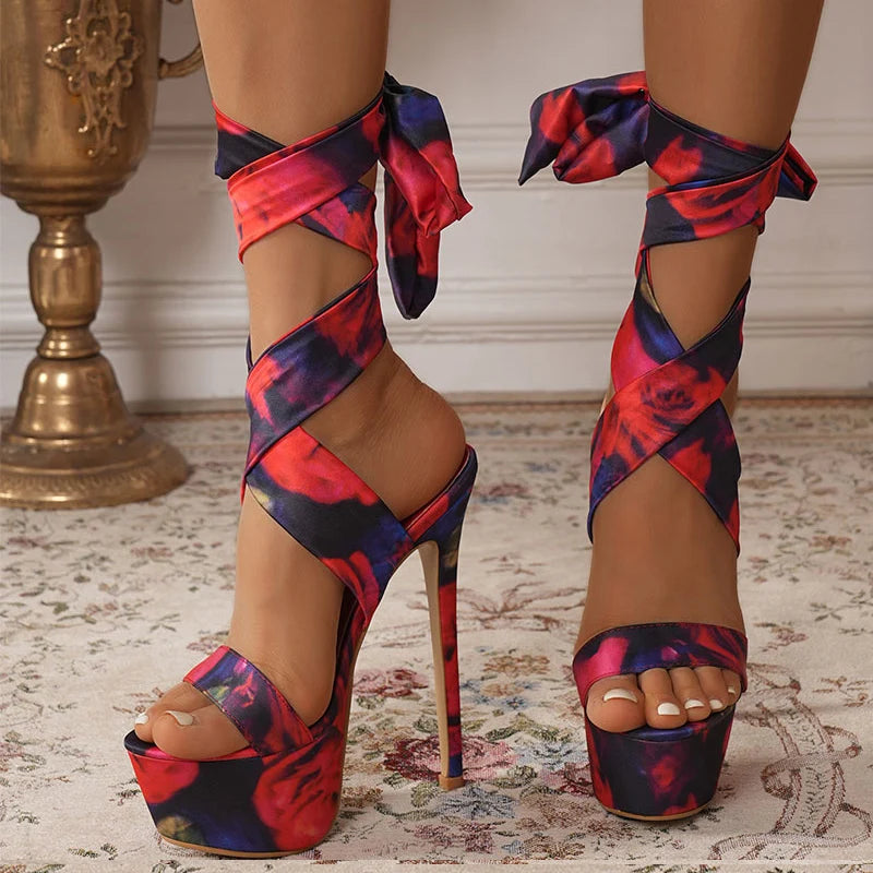 Liyke Model Catwalk 16CM Super High Heels Platform Sandals For Women Sexy Open Toe Banquet Party Stripper Pole Dance Shoes Red