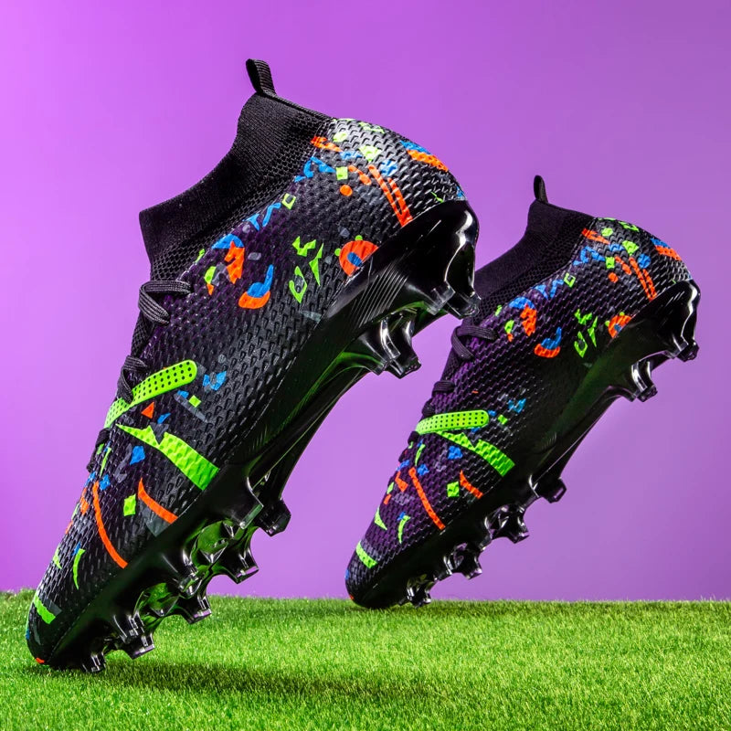 High-top FG soccer shoes for teens and adults, competition-specific, artificial turf sports training shoes
