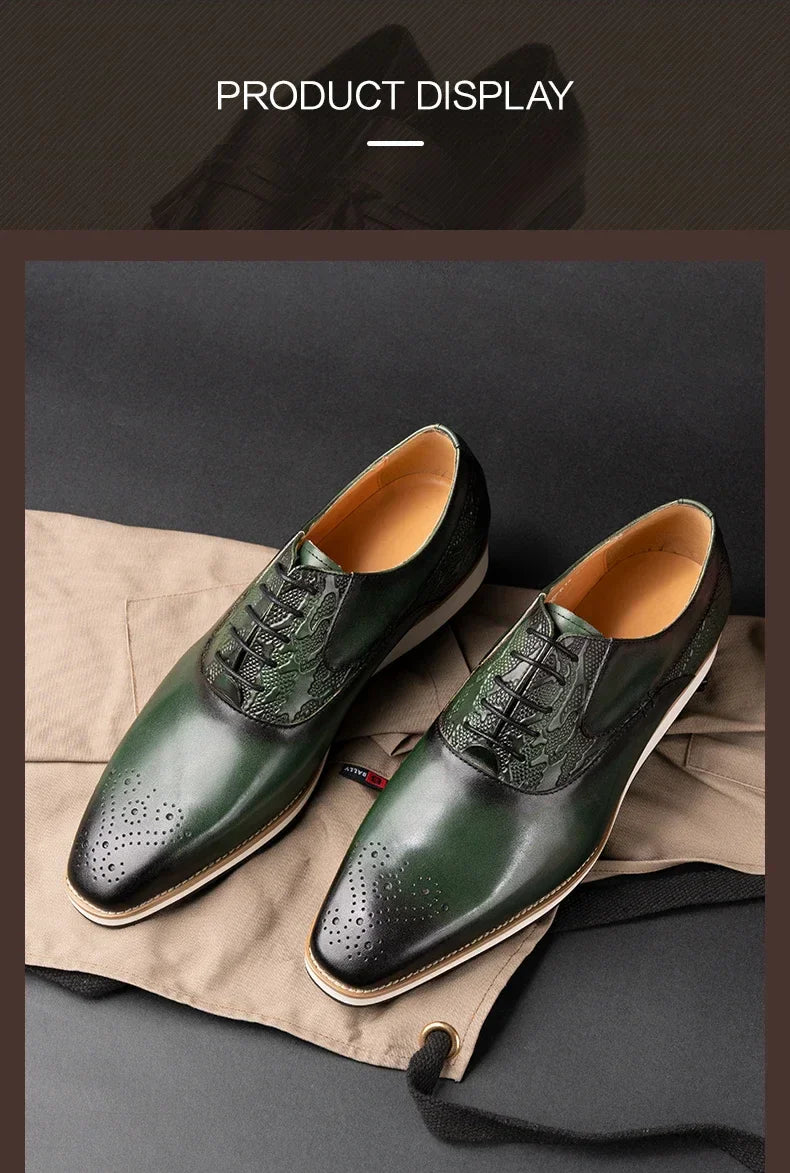 حذاء رجالي من الجلد الطبيعي طراز Brogue|حذاء رياضي كاجوال لجميع المواسم|حذاء رسمي جلد عالي الجودة|حذاء مريح للمشي