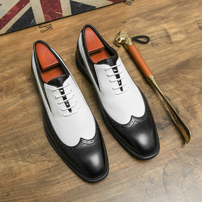 Spring black white leather shoes for men High quality wedding Dress shoes Business office loafers men shoe Luxury designer shoes